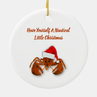 Maritime Santa Lobster Keramik Ornament