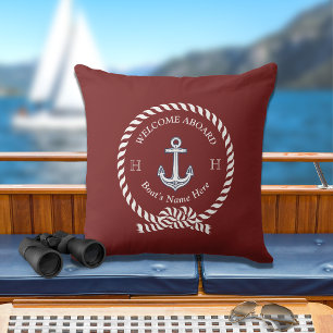 Maritime Schiffsname Anker Seil Marine Rot Kissen
