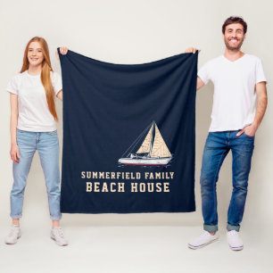 Maritime Segelfamilie Strandhaus Benutzerdefiniert Fleecedecke
