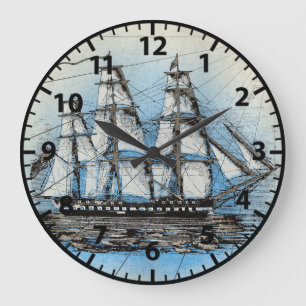 Maritime Strand Schiff Segelboot Marine Große Wanduhr