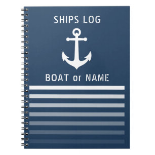 Maritime Vintage-Anker-Schiffslogbuch Blaue Streif Notizblock