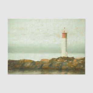 Maritime Vintage Rot Grün Leuchtturm Kunst Seidenpapier