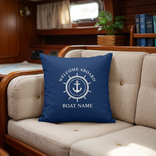 Maritime Willkommen an Bord Bootsname Anker Seil S Kissen