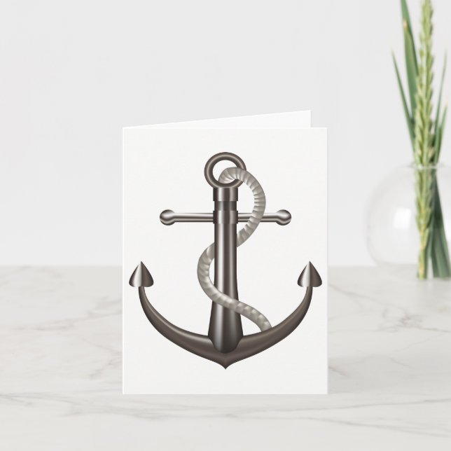 Maritimegraue Schiffsschiffsanker Matrose - Danke  (Vorderseite)