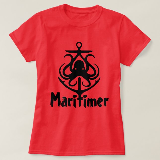 Maritimer Anchor octopus Nautical Lighthouse Route T-Shirt (Design vorne)