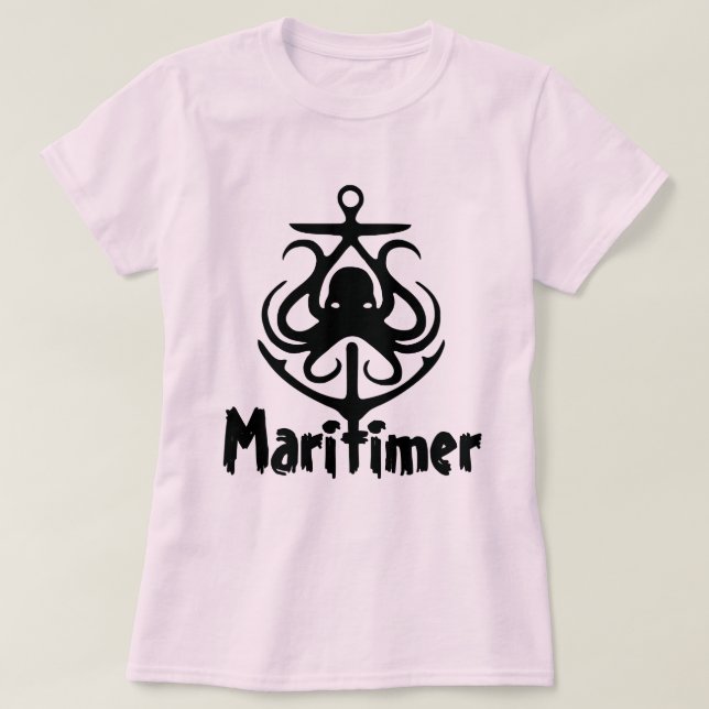 Maritimer Anchor octopus Nautical Lighthouse Route T-Shirt (Design vorne)