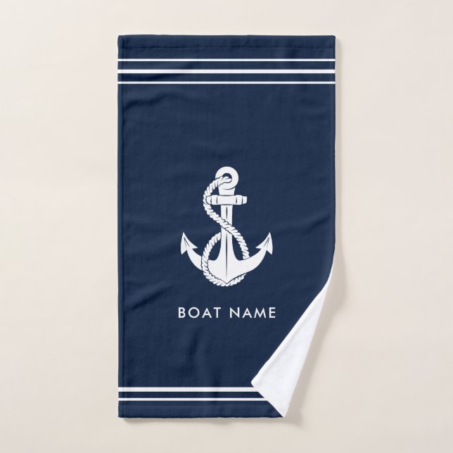 Maritimer Anker Boot Name Custom Handtuch (Handtuch)