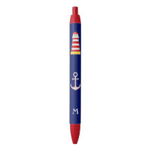 Maritimer Leuchtturm & Anker auf blauem Hintergrun