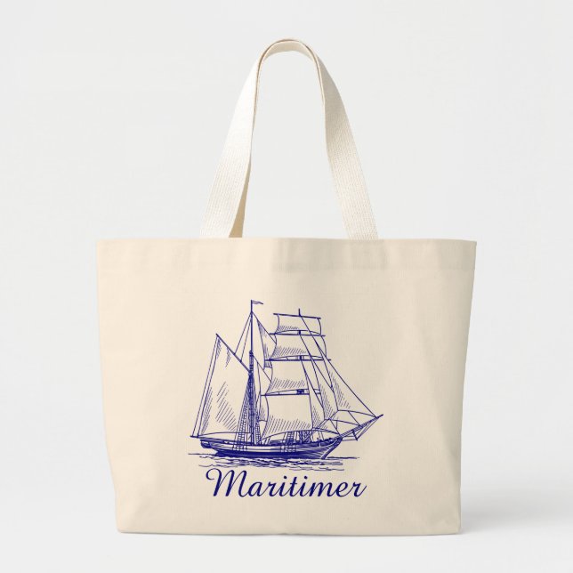 Maritimer nautisches Segelschiff Leinwand Tasche (Vorne)