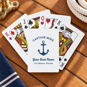 Maritimer Navy Kapitän Boot Name Benutzerdefiniert Spielkarten