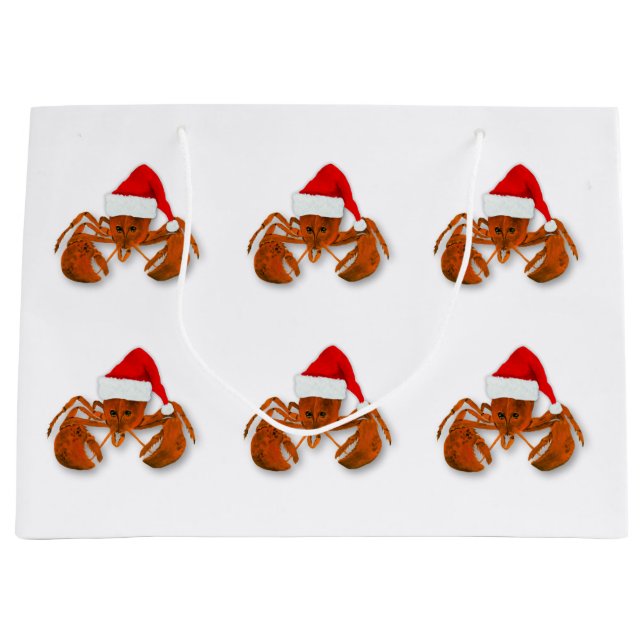 Maritimer Santa-Claus-Hummer Große Geschenktüte (Vorderseite)