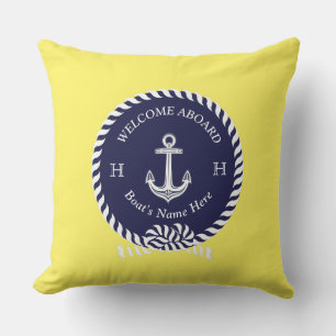 Maritimer Schiffsname Anker Seil Marineblau Willko Kissen