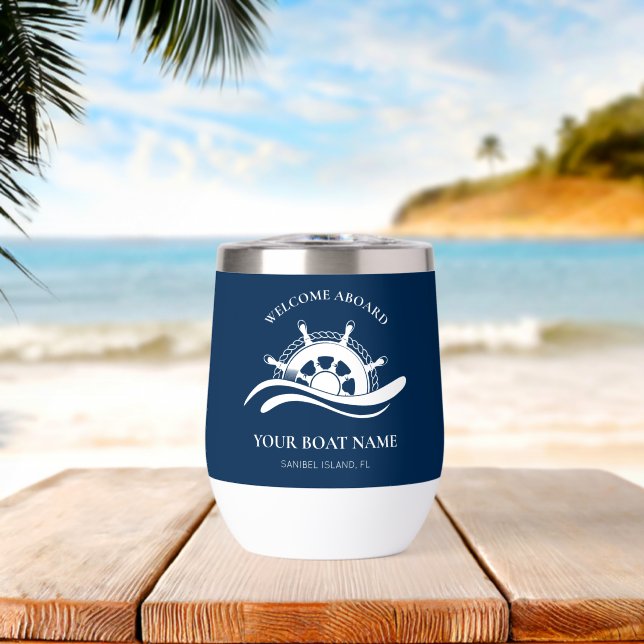 Maritimer Schiffsname Navy Blau Schiff Rad Willkom (Strand (gedreht))
