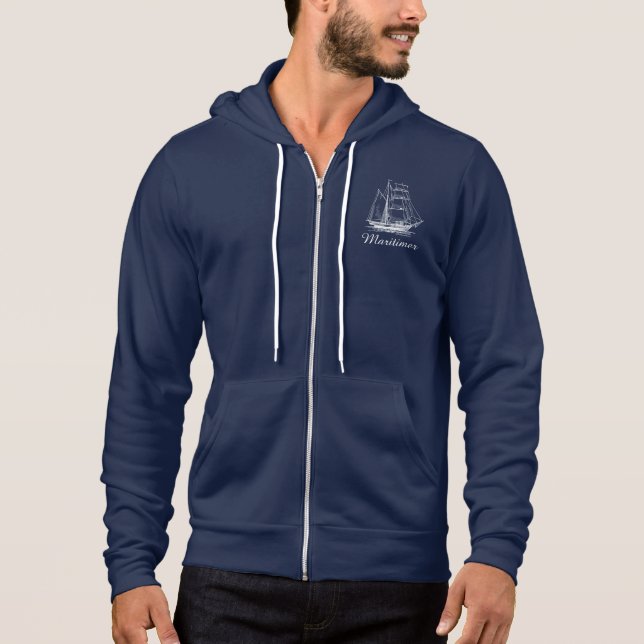 Maritimer SeeSegelschiffboot Hoodie (Vorderseite)