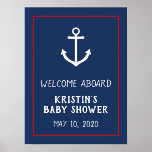 Maritimes Anker-Baby-Shower-Willkommensschild Poster