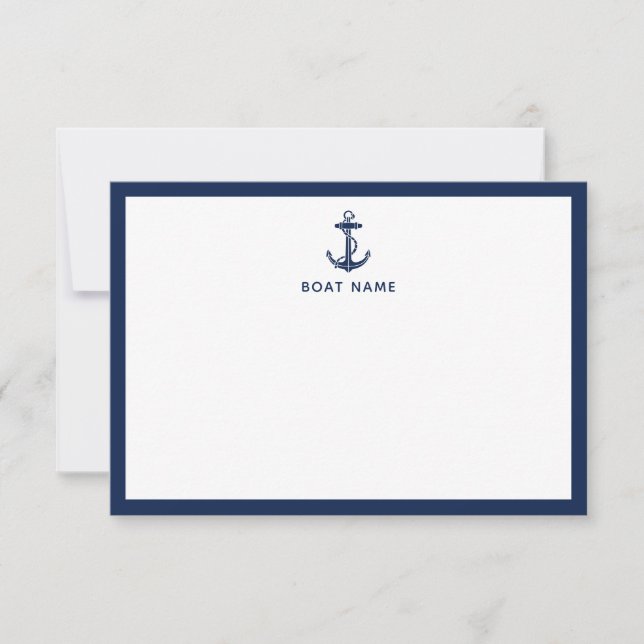Maritimes Anker Boot Name Benutzerdefiniert Dankeskarte (Vorderseite)