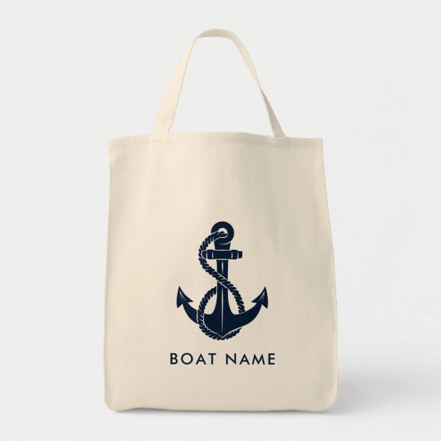 Maritimes Anker Boot Name Custom Tragetasche (Vorne)