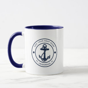 Maritimes Anker Boot Name Marineblau Benutzerdefin Tasse