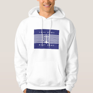 Maritimes Anker-Design Navy Blau Weiße Streifen Ka Hoodie