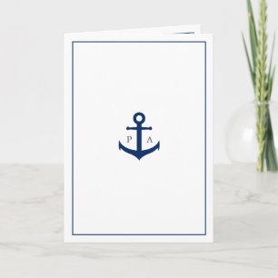 Maritimes Anker-Monogramm gefaltete Hochzeit Einladung