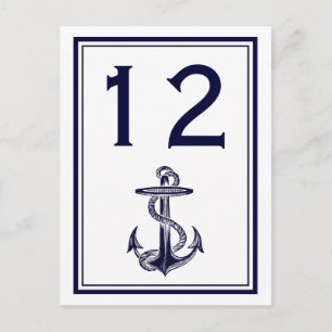 Maritimes Anker Navy Blau Gerahmt 2V Tischnummer