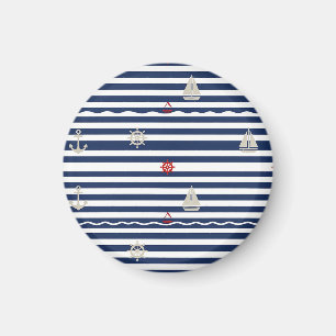 Maritimes Anker-Segelboot-Streifenmuster Magnet
