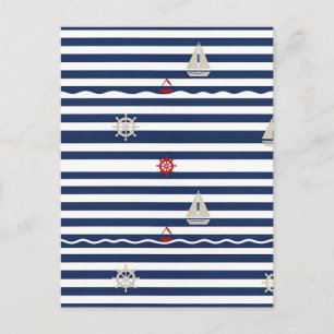 Maritimes Anker-Segelboot-Streifenmuster Postkarte