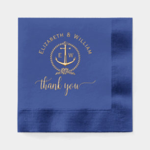 Maritimes Ankerrahmen-Seil Monogramm Anfangsbuchst Servietten Mit Folie