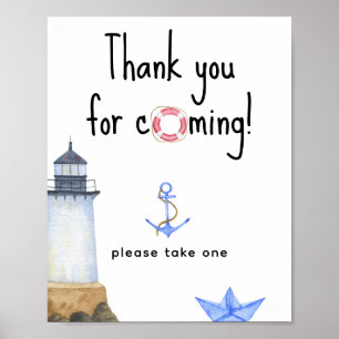 Maritimes Babyshower - Danke fürs Kommen Poster
