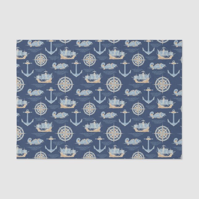 Maritimes Blau Seidenpapier (Vorderseite)