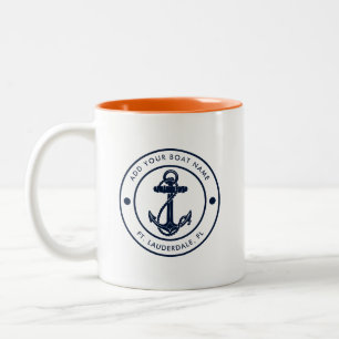 Maritimes Bootsanker Marineblau Maßanfertigung Zweifarbige Tasse