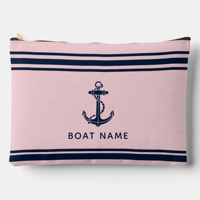 Maritimes Bootsanker und Name Custom Zubehörtasche (Vorderseite)