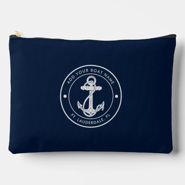 Maritimes Bootsanker und Name nach Maß Zubehörtasche (Vorderseite)