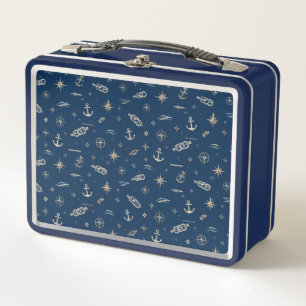 Maritimes Erbelunchbox in Blau – Luxus Maritime  Metall Brotdose