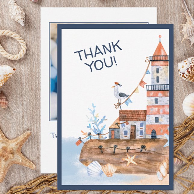 Maritimes Foto Danke (Custom photo nautical thank you card.)