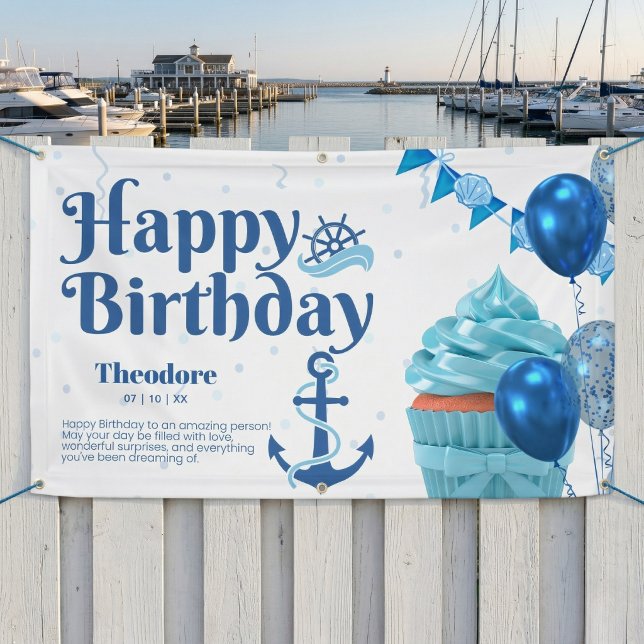 Maritimes Geburtstagsbanner Banner (Perfectly personalized for your sailor.)