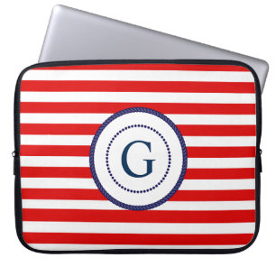 Maritimes Laptop-Etui mit Monogramm Laptopschutzhülle