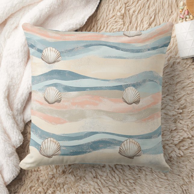 Maritimes Muschelwellenmuster Kissen (Decke)