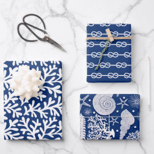 Maritimes Muster Geschenkpapier Set