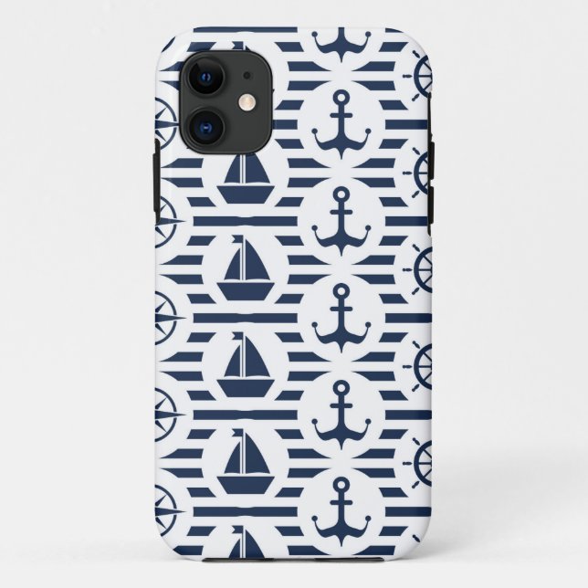 Maritimes Muster in Blau Case-Mate iPhone Hülle (Rückseite)