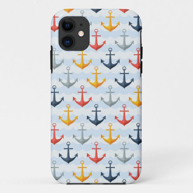 Maritimes Muster mit Ankern Case-Mate iPhone Hülle (Rückseite)