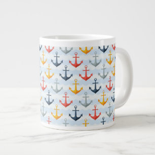 Maritimes Muster mit Ankern Jumbo-Tasse