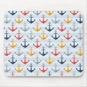 Maritimes Muster mit Ankern Mousepad