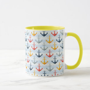 Maritimes Muster mit Ankern Tasse