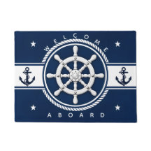 Maritimes Navy Blau Schiffsruder Anker
