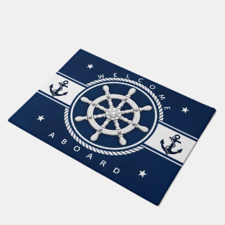 Maritimes Navy Blau Schiffsruder Anker Fußmatte