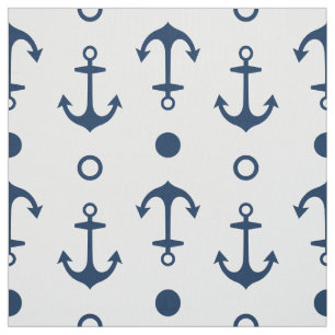 Maritimes Navy Blau und Weiße Anker Muster Stoff