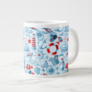 Maritimes Rot-Weiß-Blau-Muster Jumbo-Tasse
