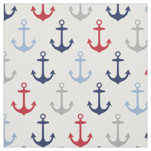 Maritimes Rot-Weiß und Marineblau Anker Muster Stoff