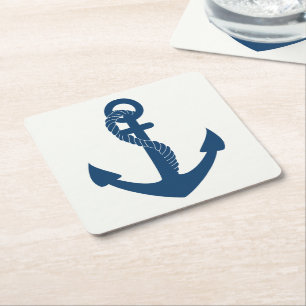 Maritimes Schiff Anker Navy Blau Hochzeit Matrose Rechteckiger Pappuntersetzer